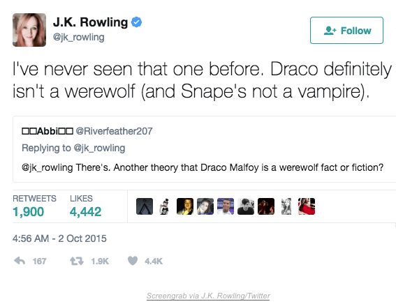 Joanne Rowling Tweet